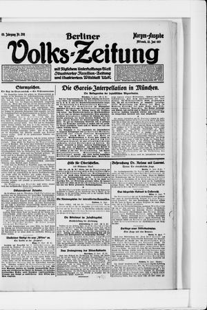 Berliner Volkszeitung vom 22.06.1921