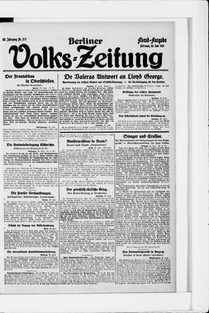 Berliner Volkszeitung vom 29.06.1921