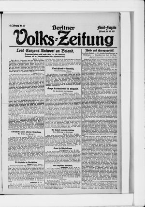Berliner Volkszeitung vom 20.07.1921