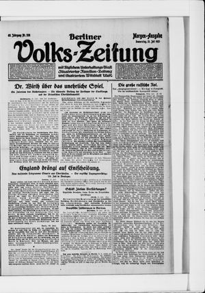 Berliner Volkszeitung vom 21.07.1921