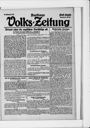 Berliner Volkszeitung vom 21.07.1921