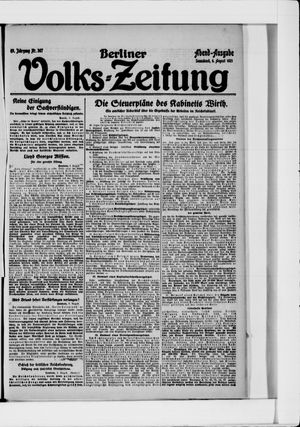 Berliner Volkszeitung vom 06.08.1921
