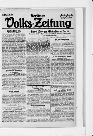 Berliner Volkszeitung vom 08.08.1921