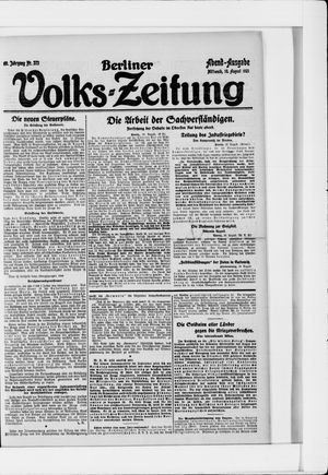 Berliner Volkszeitung on Aug 10, 1921