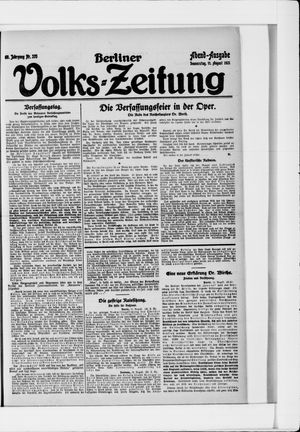 Berliner Volkszeitung vom 11.08.1921