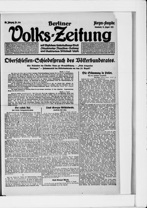 Berliner Volkszeitung on Aug 13, 1921