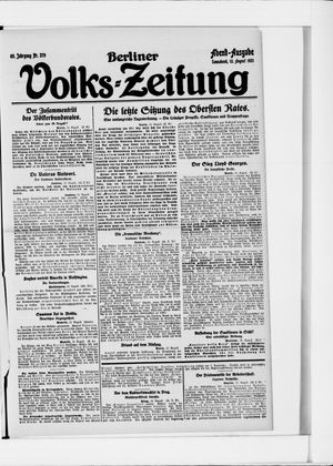 Berliner Volkszeitung on Aug 13, 1921