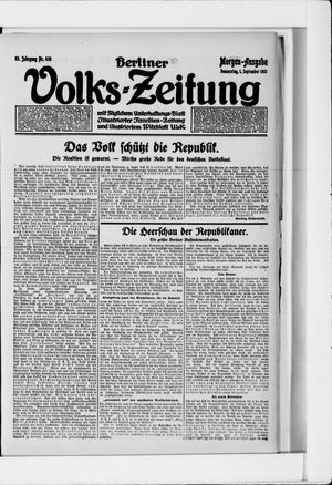 Berliner Volkszeitung vom 01.09.1921