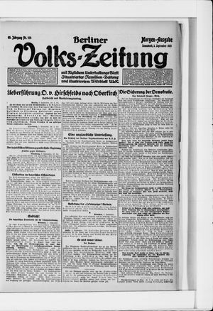 Berliner Volkszeitung vom 03.09.1921