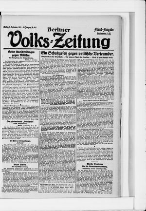 Berliner Volkszeitung vom 05.09.1921