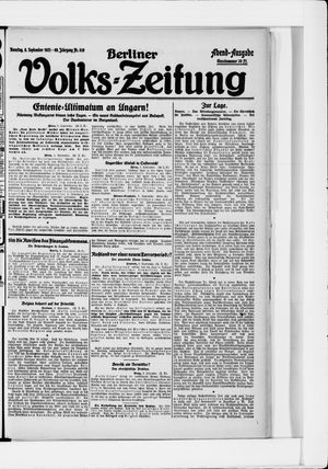 Berliner Volkszeitung vom 06.09.1921