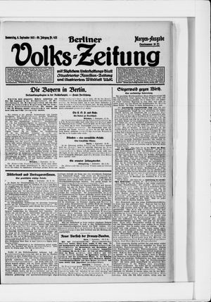 Berliner Volkszeitung vom 08.09.1921