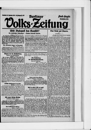 Berliner Volkszeitung on Sep 10, 1921