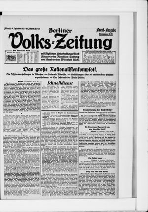 Berliner Volkszeitung on Sep 14, 1921