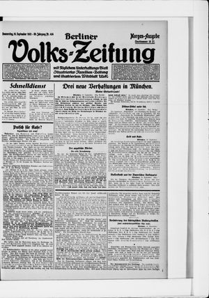 Berliner Volkszeitung vom 15.09.1921