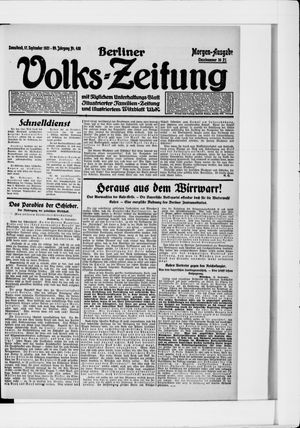Berliner Volkszeitung vom 17.09.1921