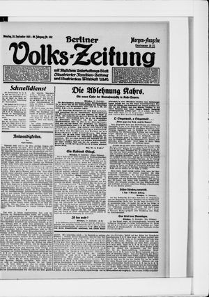 Berliner Volkszeitung vom 20.09.1921