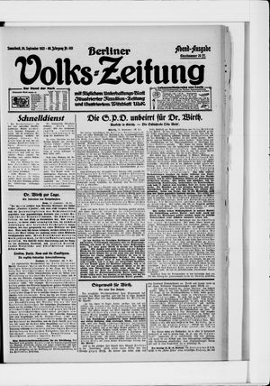 Berliner Volkszeitung on Sep 24, 1921