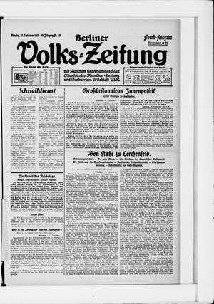 Berliner Volkszeitung vom 27.09.1921