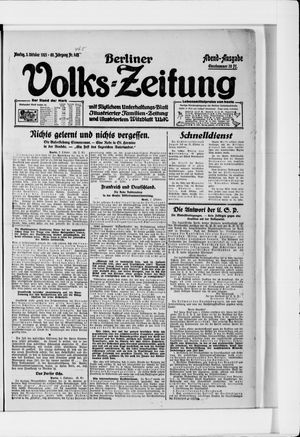 Berliner Volkszeitung vom 03.10.1921