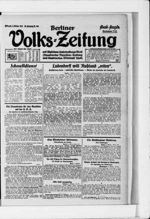 Berliner Volkszeitung vom 05.10.1921