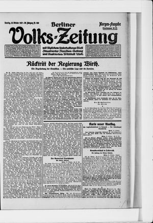 Berliner Volkszeitung vom 23.10.1921