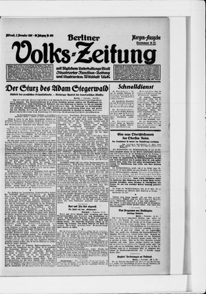 Berliner Volkszeitung vom 02.11.1921
