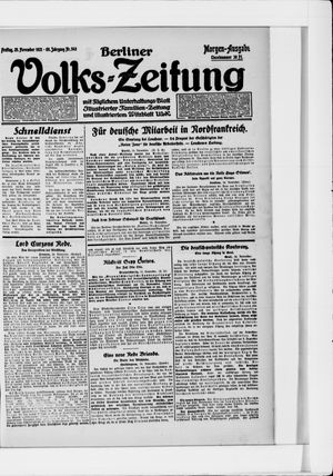 Berliner Volkszeitung vom 25.11.1921