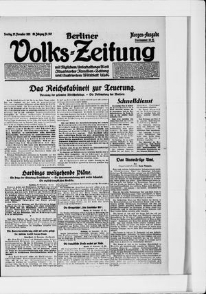 Berliner Volkszeitung vom 27.11.1921