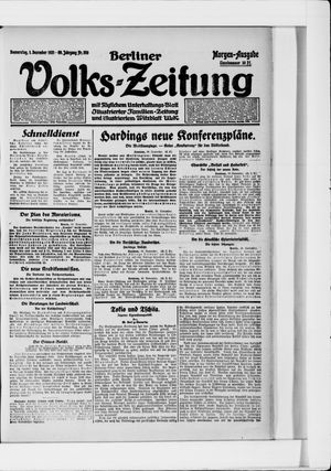 Berliner Volkszeitung vom 01.12.1921