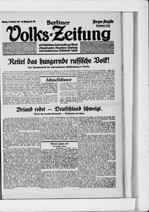 Berliner Volkszeitung vom 04.12.1921