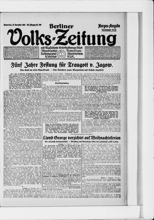 Berliner Volkszeitung vom 22.12.1921
