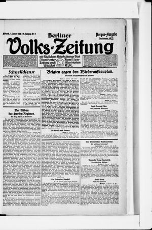 Berliner Volkszeitung vom 04.01.1922