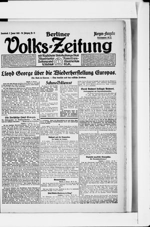 Berliner Volkszeitung vom 07.01.1922
