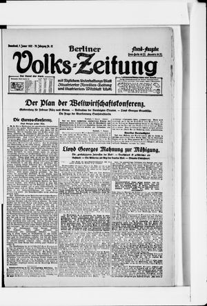 Berliner Volkszeitung vom 07.01.1922