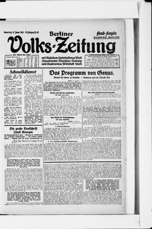 Berliner Volkszeitung vom 12.01.1922