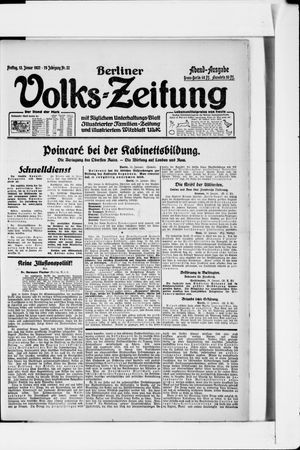 Berliner Volkszeitung vom 13.01.1922