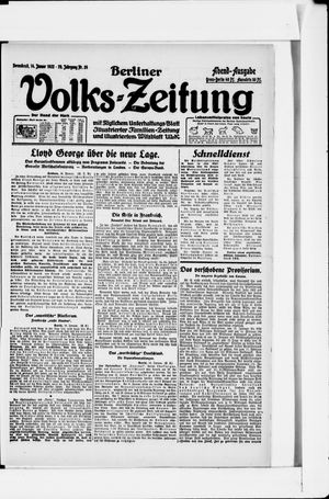 Berliner Volkszeitung vom 14.01.1922