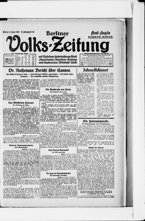 Berliner Volkszeitung vom 16.01.1922