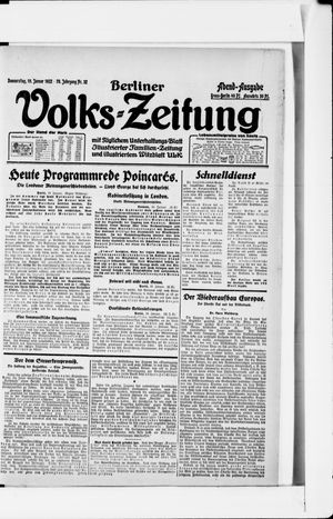 Berliner Volkszeitung vom 19.01.1922