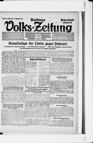 Berliner Volkszeitung vom 20.01.1922