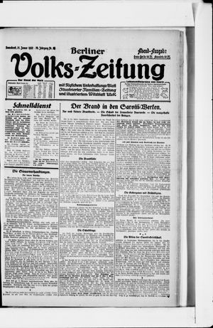 Berliner Volkszeitung on Jan 21, 1922