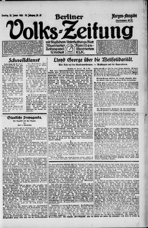 Berliner Volkszeitung vom 22.01.1922
