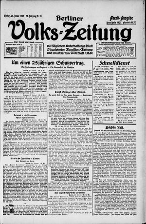 Berliner Volkszeitung vom 23.01.1922