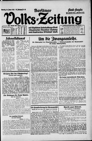 Berliner Volkszeitung vom 24.01.1922