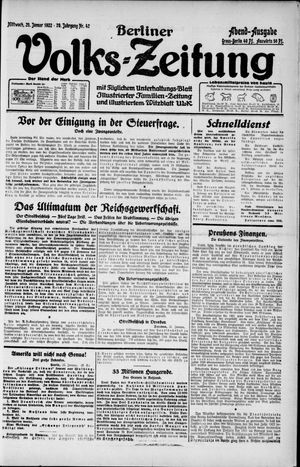 Berliner Volkszeitung vom 25.01.1922