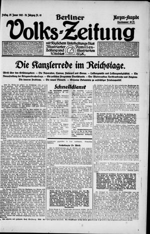 Berliner Volkszeitung on Jan 27, 1922