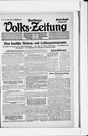 Berliner Volkszeitung on Jan 29, 1922