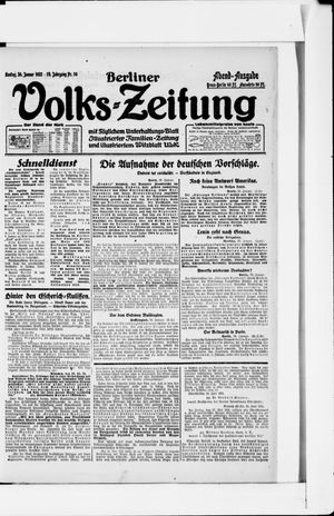 Berliner Volkszeitung vom 30.01.1922