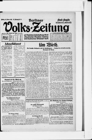 Berliner Volkszeitung vom 13.02.1922